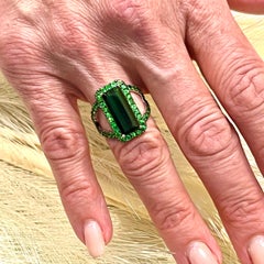 Natural Tourmaline Tsavorite Ring 7 14k Gold 6.77 TCW Certified