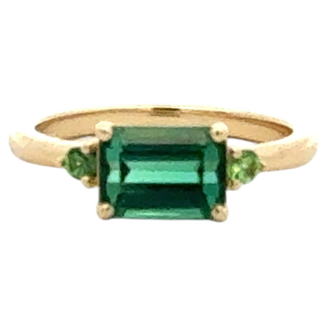 Anillo Turmalina Tsavorita Natural Talla 7 Oro 14k 2.05 TCW Certificado