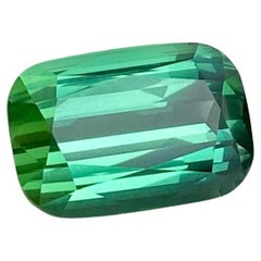 Natural Tourmaline Vivid Bluish-Green 9.34 ct. gemstone, Cushion cut, Afghanista