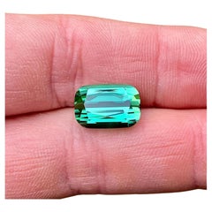 Tourmaline naturelle Vivid Bluish-Green 9,34 ct. pierre précieuse, taille coussin, Afghanista