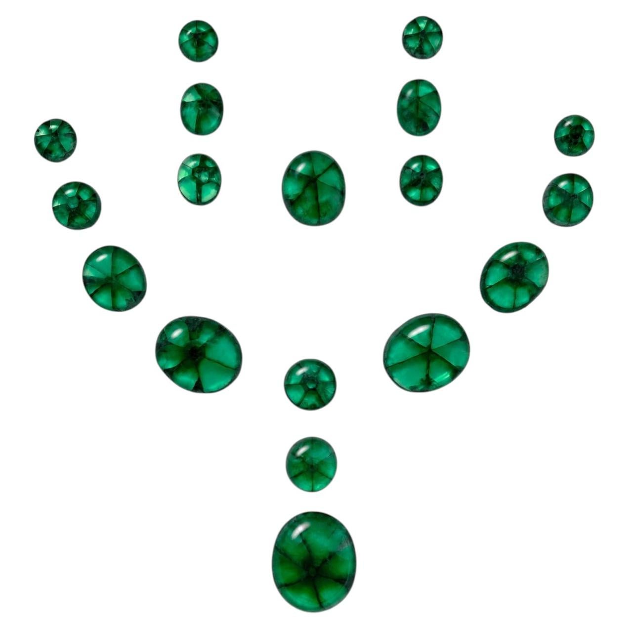 Ensemble d'émeraudes colombiennes « Trapiche » naturelles, 174,16 carats