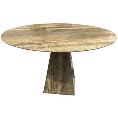 Natural Travertine Table in the Style of Angelo Mangiarotti