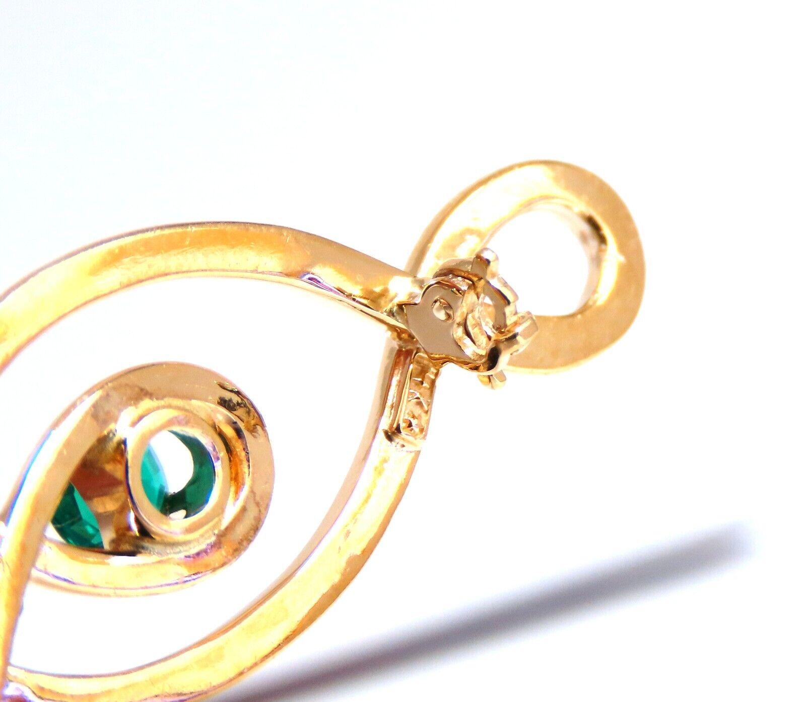 Emerald Cut Natural Trilliant Diamond Emerald Infinity Pin 14kt For Sale