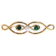 Natural Trilliant Diamond Emerald Infinity Pin 14kt*