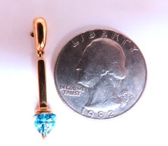 Natural Trilliant Swiss Blue Topaz Dangle Earrings 14kt Gold 12617*