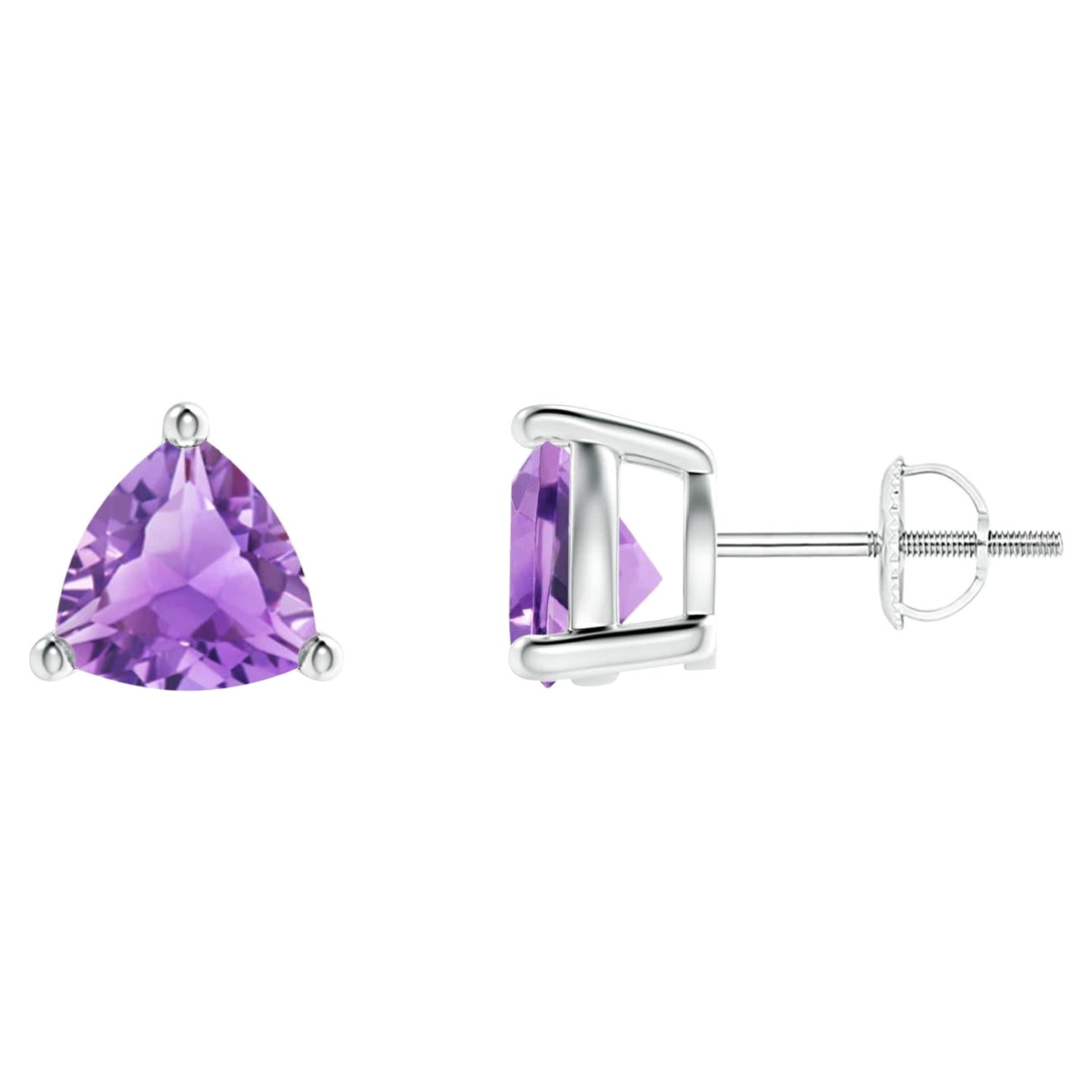 Pendientes de amatista trillón natural de 2,2 ct en platino