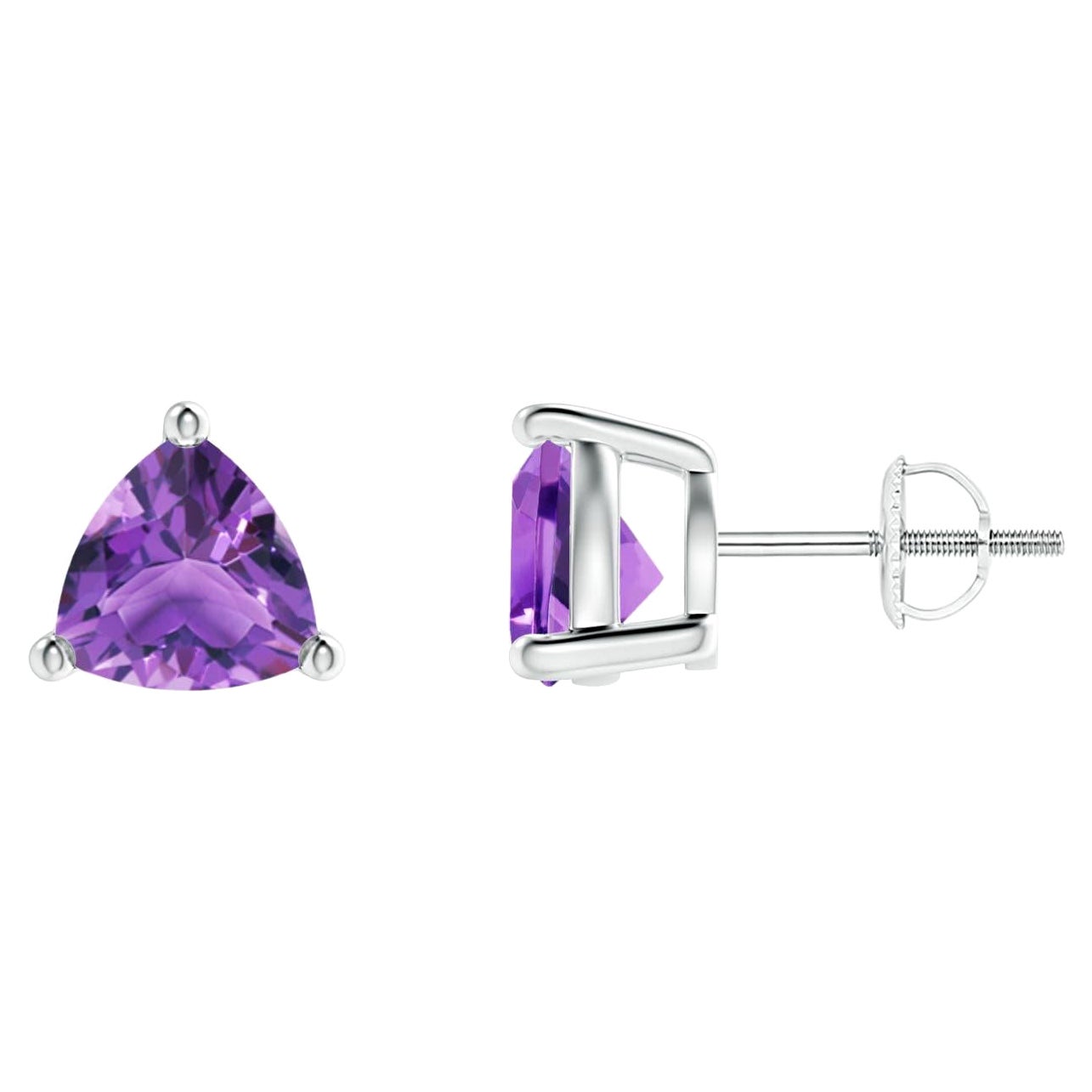 Pendientes de amatista trillón natural de 2,2 ct en platino