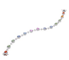 Natural Trillion Sapphire & Diamond Bracelet in 18k Gold