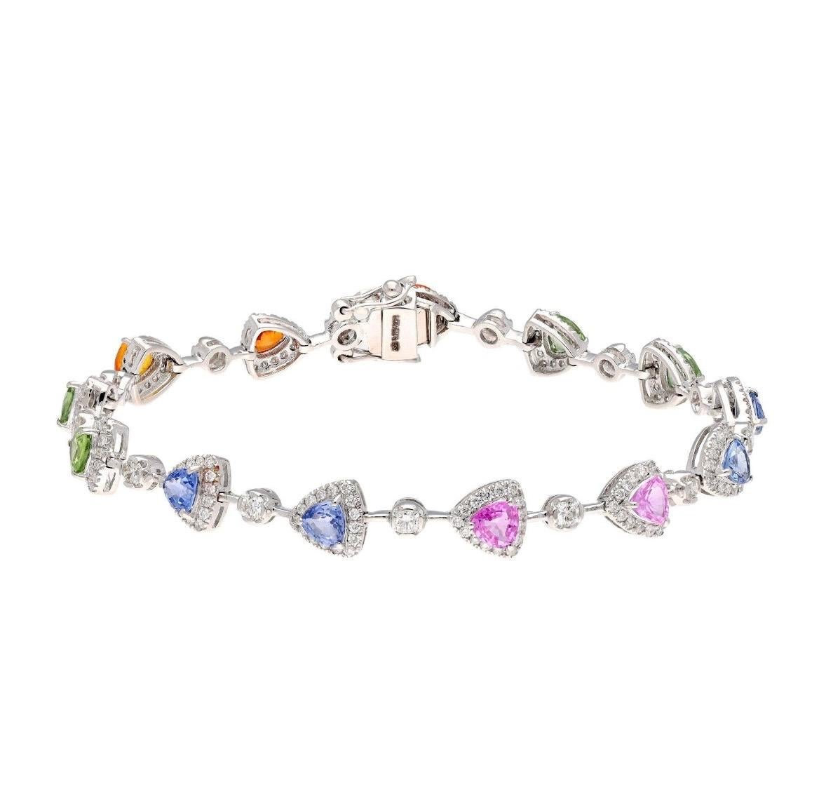 Pulsera de diamantes con zafiro trillón natural en oro de 18 quilates en Nuevo estado para la venta en jaipur, IN