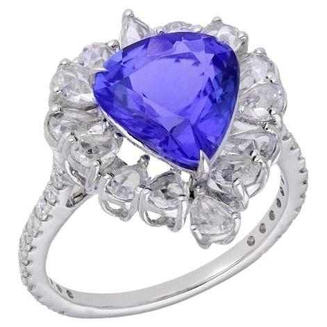 Natürlicher Billionen Tansanit Diamant Ring in 18k Gold