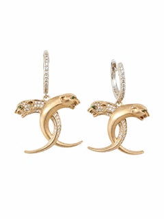 14K Gold Tsavorite & Diamond Stud Earrings, 0.50ct Total Weight