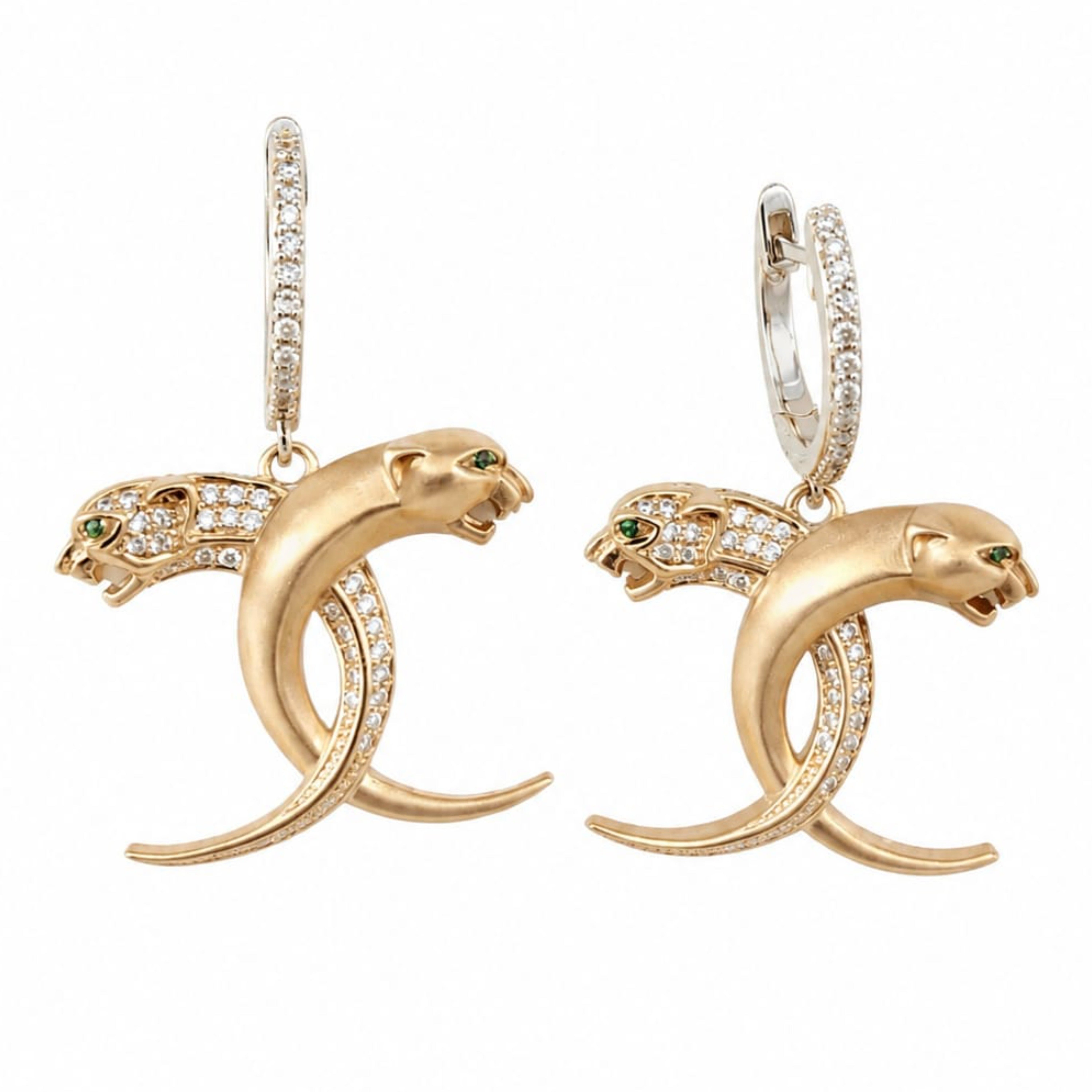 Natural Tsavorite 0.02CTS & Diamond 0.50CTS Earring in 14k Gold
