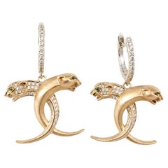 Ohrstecker aus 14-karätigem Gold mit Tsavorit und Diamanten, Gesamtgewicht 0,50 ct