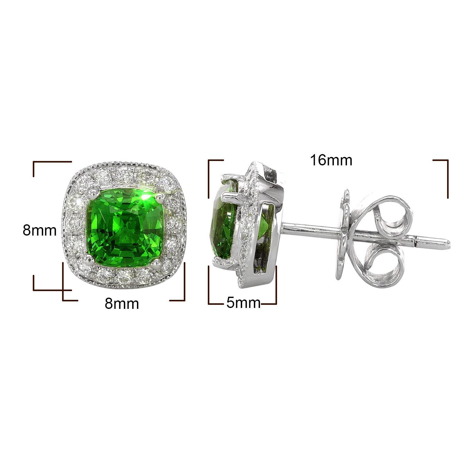 Natürlicher Tsavorit 1,59 Karat Diamant-Ohrringe  Damen im Angebot
