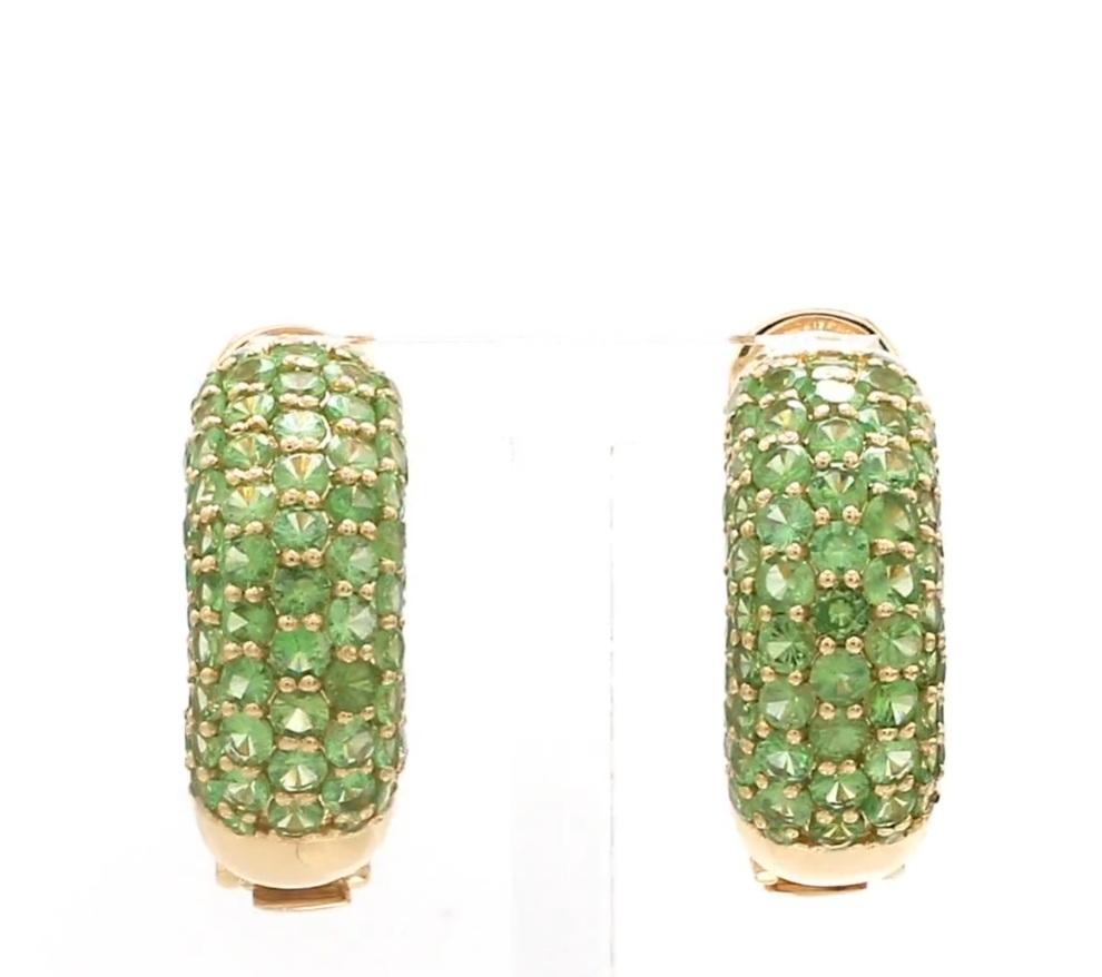 Natural tsavorite earrings in 14k gold in vendita 1