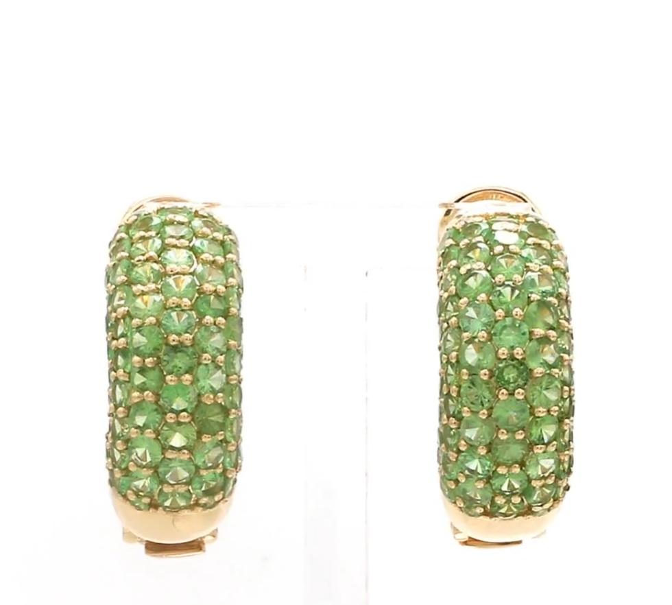 Natural tsavorite earrings in 14k gold in vendita 2