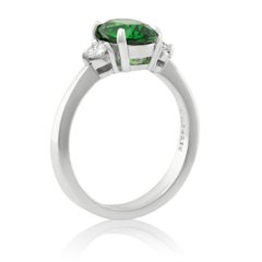 Natural Tsavorite Gemstone 2.16 carats set in 18K White Gold Ring with Diamonds
