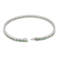Natural Tsavorite Tennis Bracelet Studded in 18kt Solid White Gold