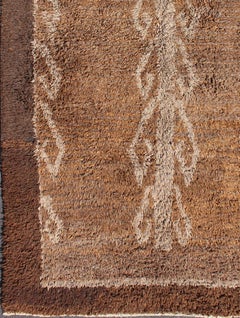 Vintage Turkish Tulu Rug Featuring Warm Shades of Mocha, Walnut, and Gray
