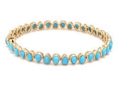 Natural Turquoise 10.16cts Bracelet in 14K Gold