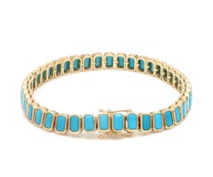 Natural Turquoise 10.42cts Bracelet in 14K Gold