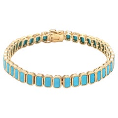 Pulsera de Turquesa Natural 10,42cts en Oro de 14K