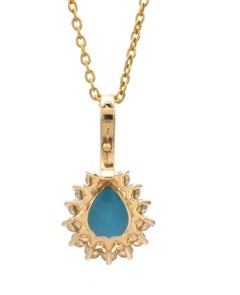 Natural Turquoise 1.09cts & Diamond 0.38cts Pendant in 14k Gold