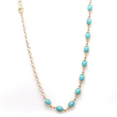 Natural Turquoise 15cts Necklace in 14k Gold
