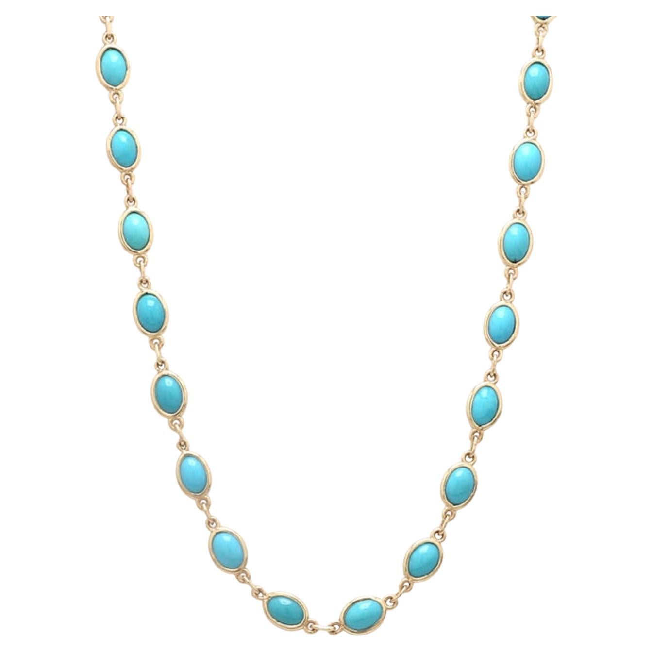 Collier de Turquoise Naturelle 15cts en or 14k
