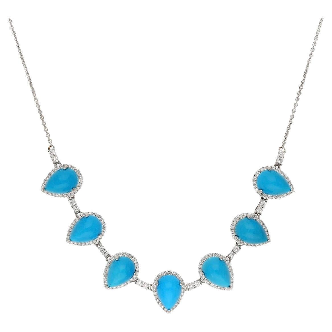 Collana con turchese naturale 17,90 e diamante 1,23 carati in oro 18 carati
