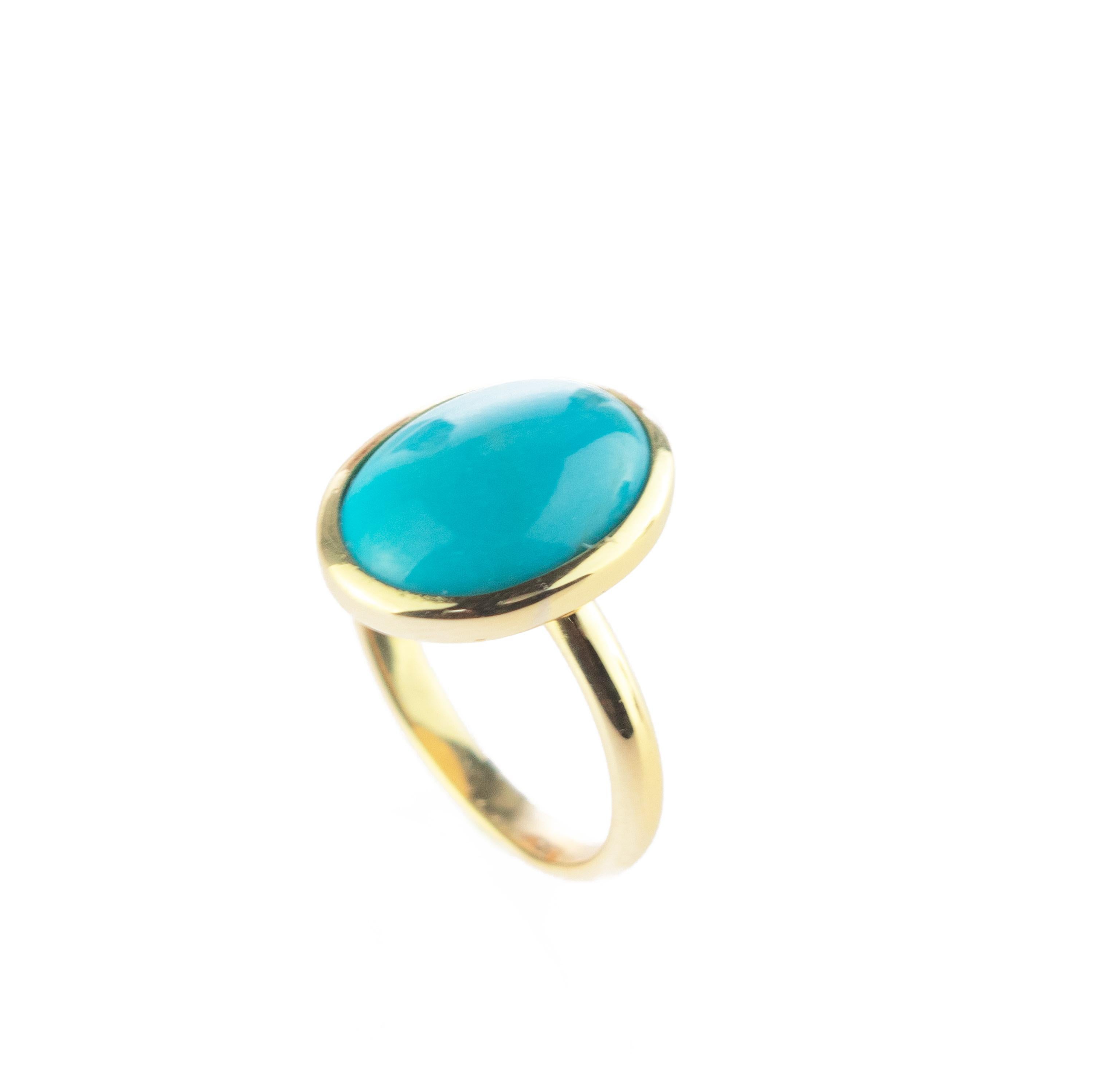 yellow gold turquoise ring