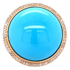 Natural Turquoise 
24.55ct
 and Diamond Ring Yellow Gold