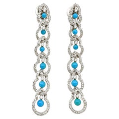 Natural Turquoise 2.47CTS & Diamond 1.86CTS Earring in 14k Gold