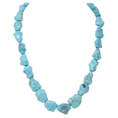 Natural Turquoise & 585 Gold Clasp Necklace