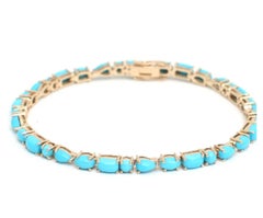 Natural Turquoise 8.15cts Bracelet in 14K Gold