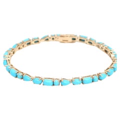 Natural Turquoise 8.15cts Bracelet in 14K Gold