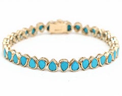 Natural Turquoise 9.15cts Bracelet in 14K Gold