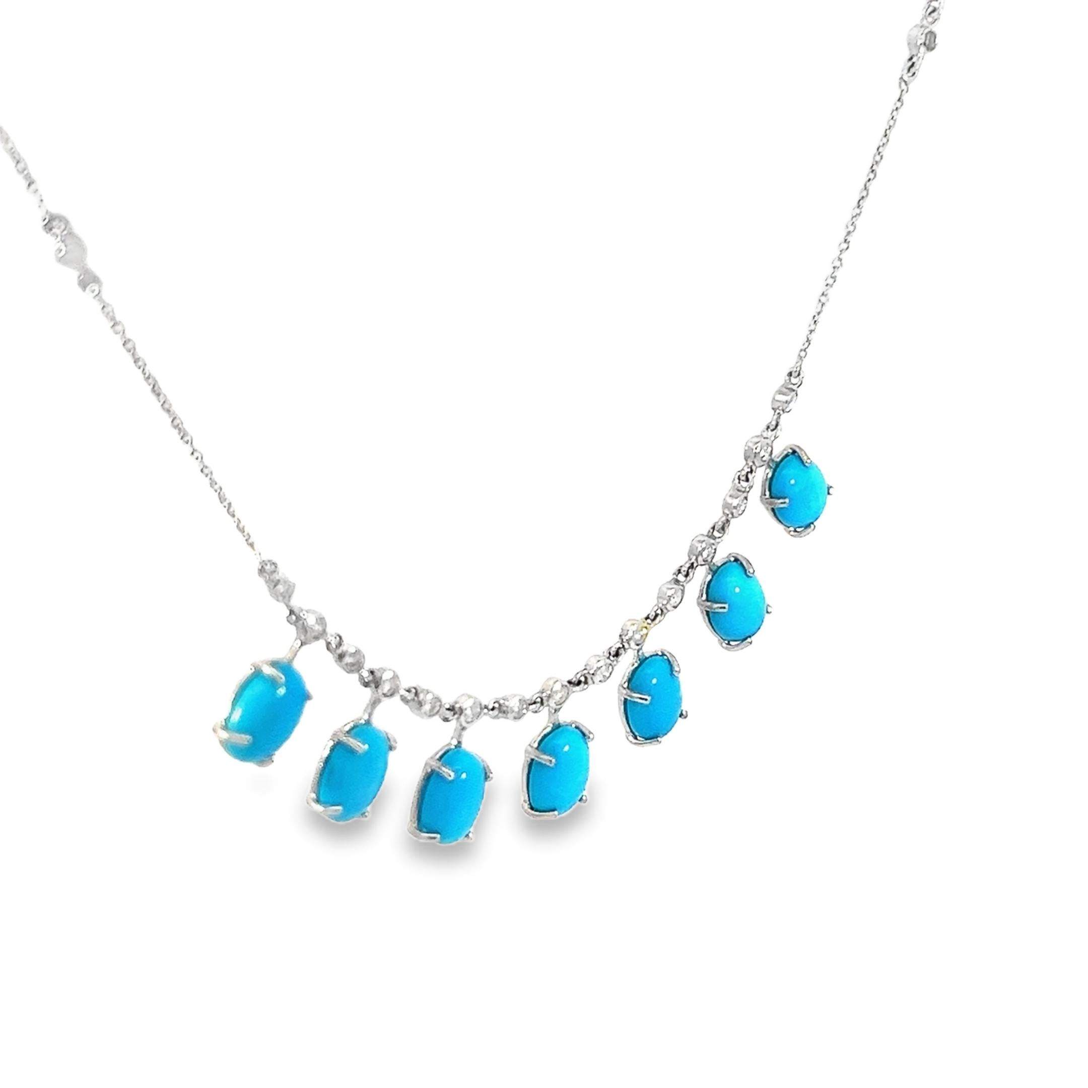 Collana di diamanti e turchesi naturali in vendita 1