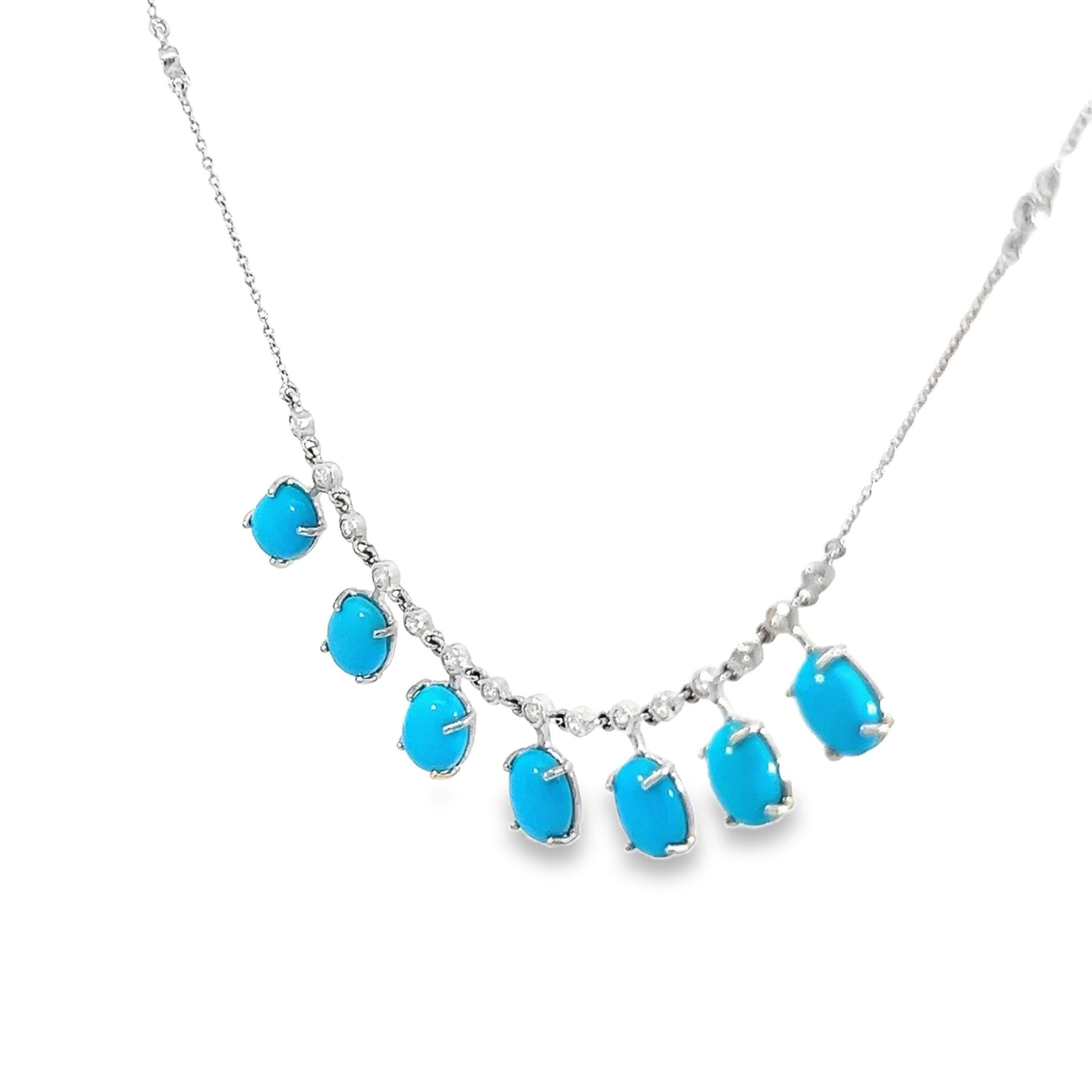 Collana di diamanti e turchesi naturali in vendita 2