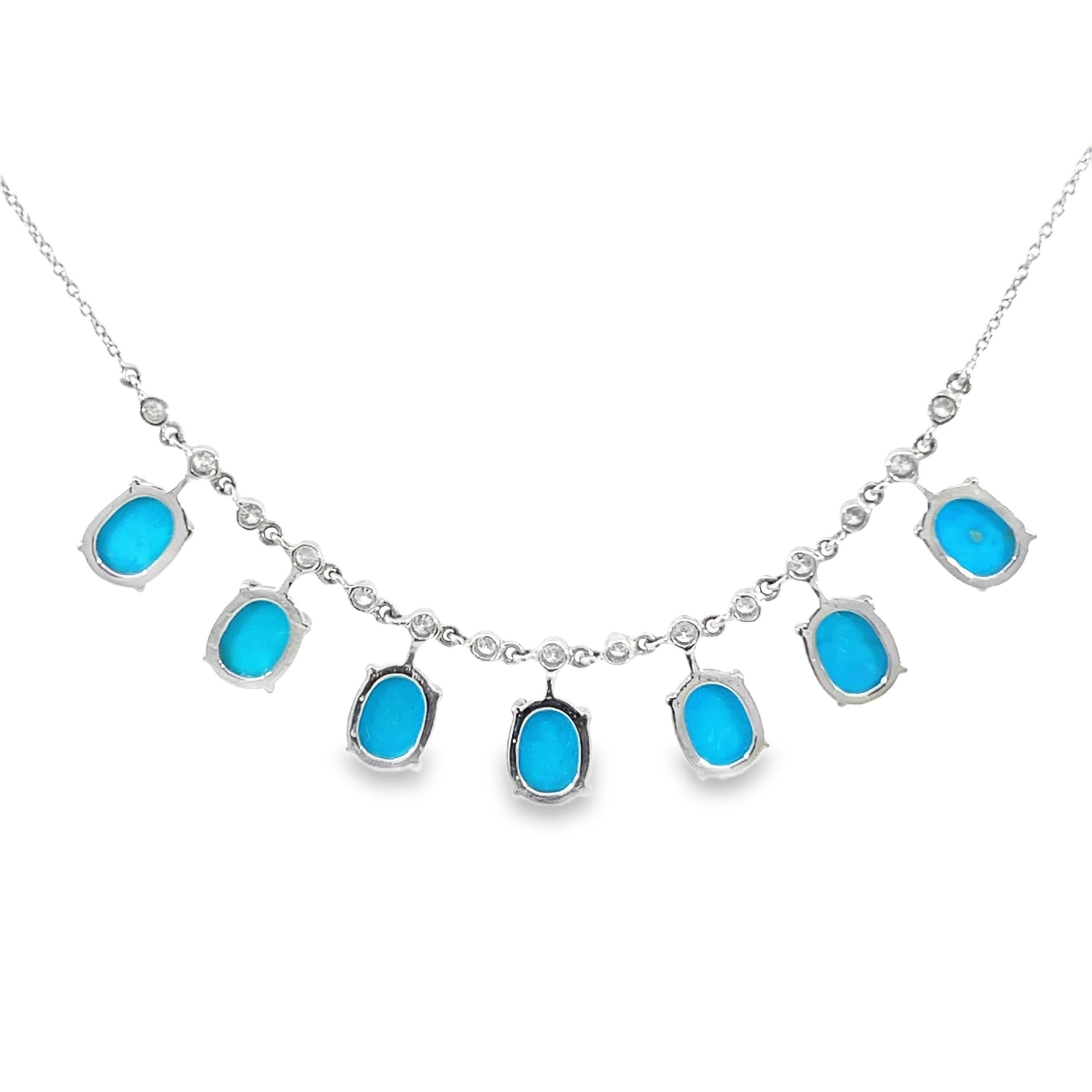 Collana di diamanti e turchesi naturali in vendita 3