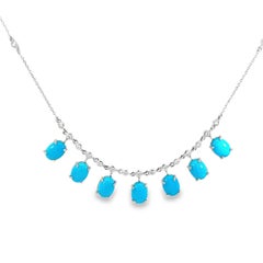 Natural Turquoise and Diamond Necklace