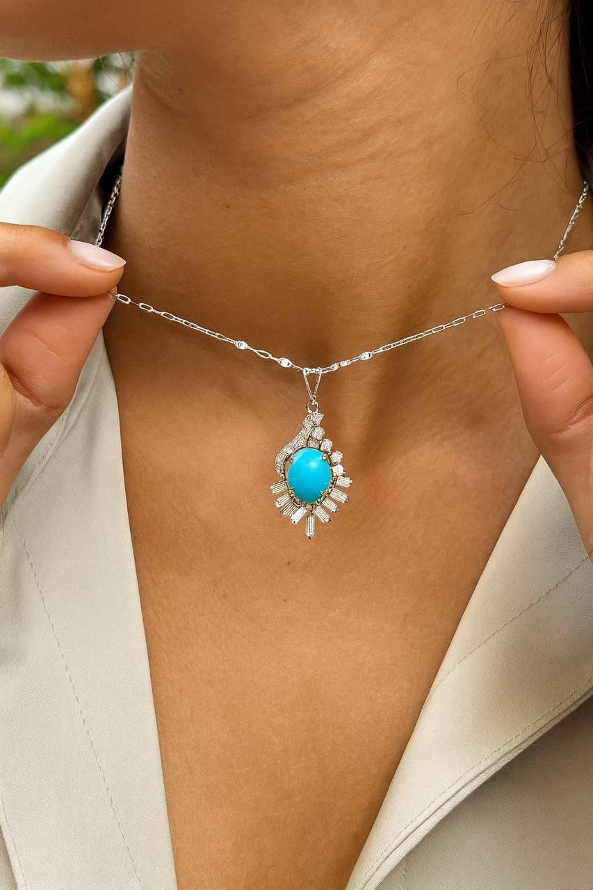 Anhänger aus Naturtürkis und Diamant (Kunsthandwerker*in) im Angebot