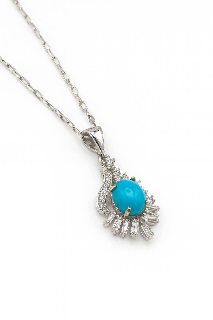 Anhänger aus Naturtürkis und Diamant im Angebot 2