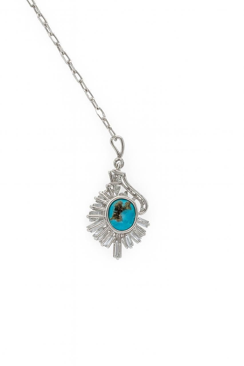 Anhänger aus Naturtürkis und Diamant im Angebot 3