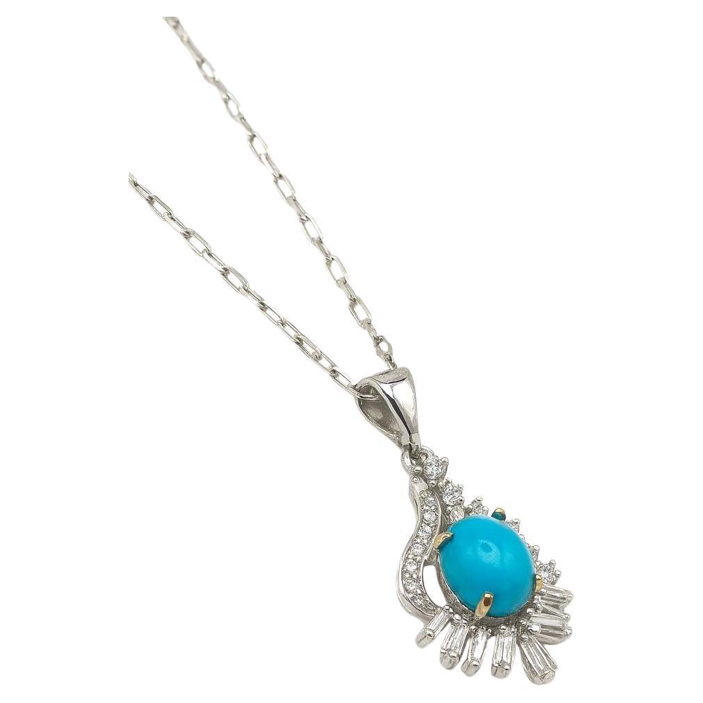 Anhänger aus Naturtürkis und Diamant im Angebot