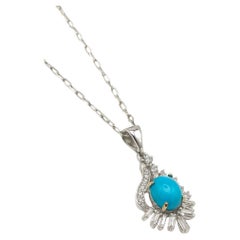 Natural Turquoise and Diamond Pendent