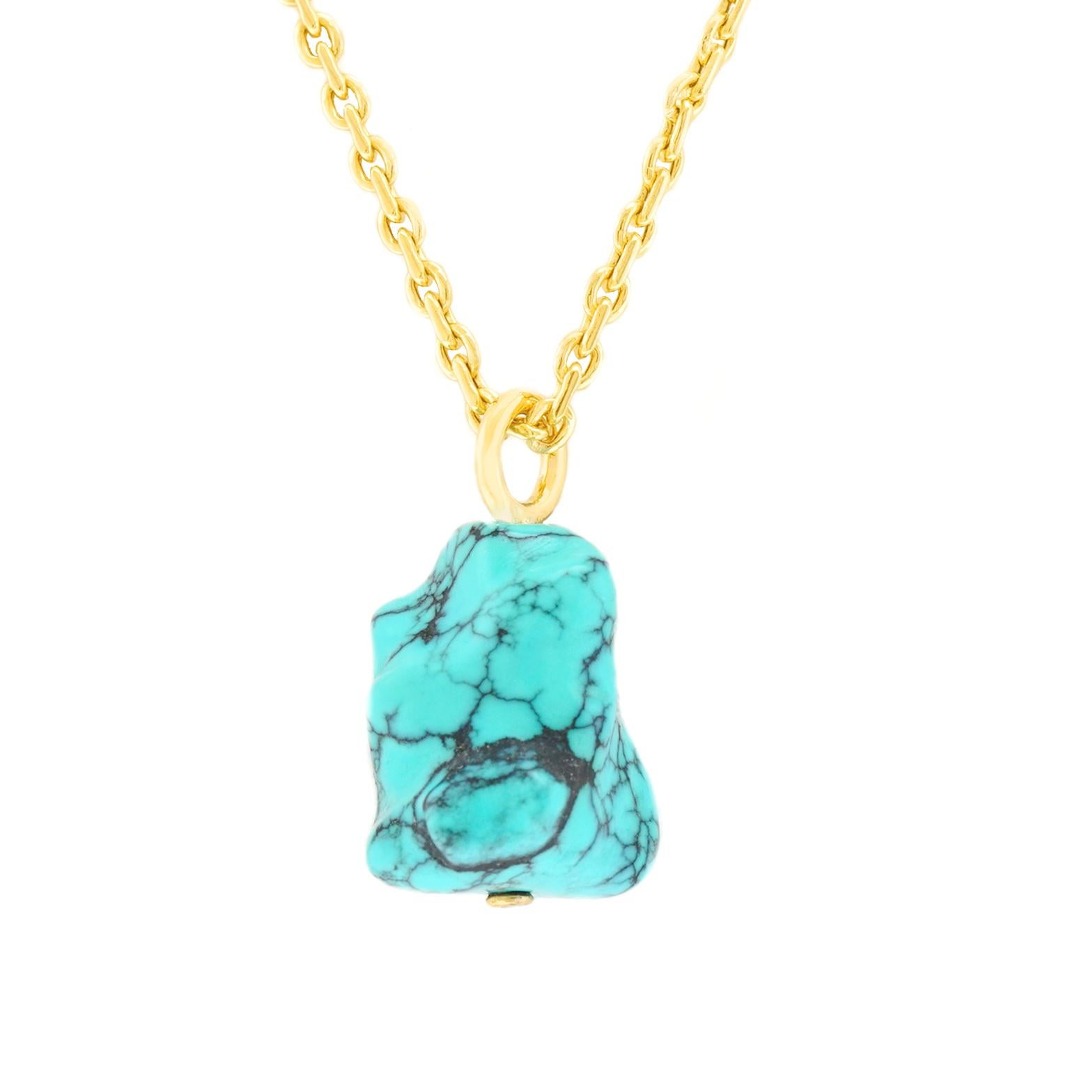 Natural Turquoise and Gold Pendant 6