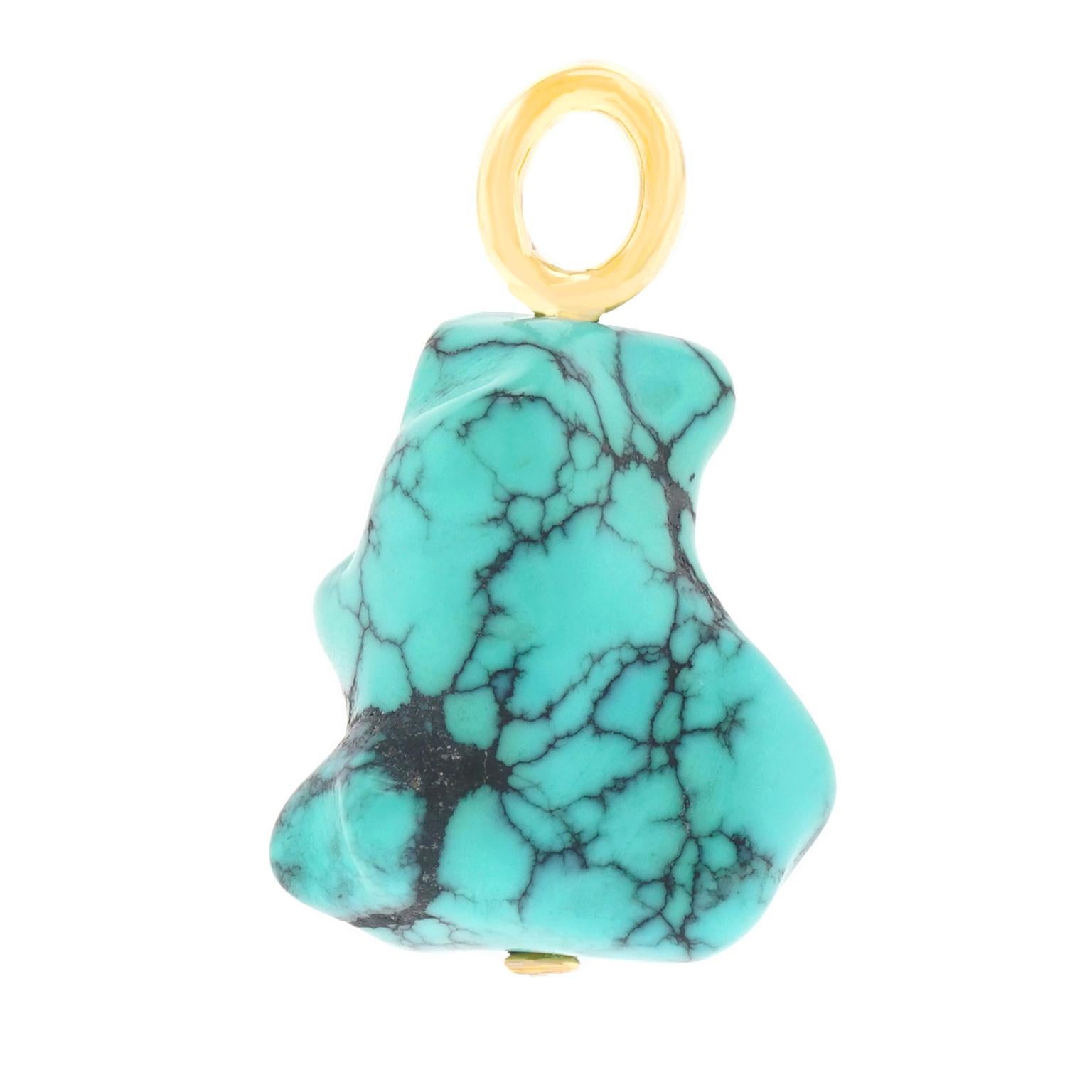 Cabochon Natural Turquoise and Gold Pendant