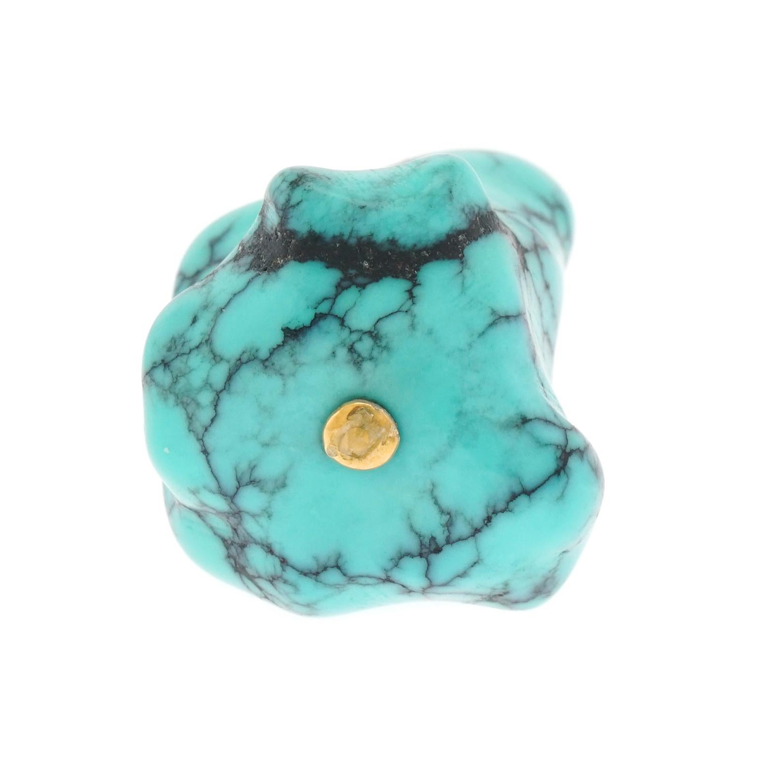 Women's or Men's Natural Turquoise and Gold Pendant