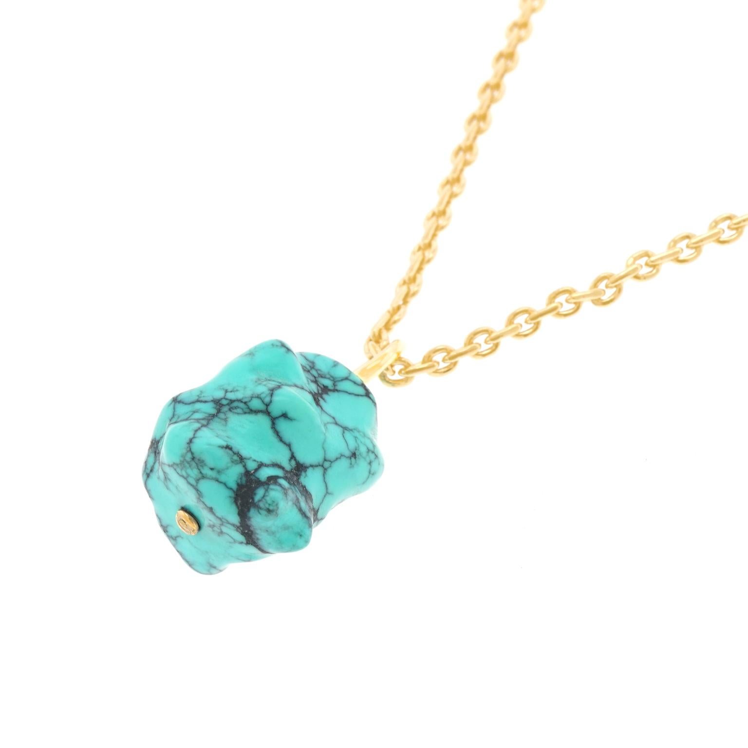 Natural Turquoise and Gold Pendant 3
